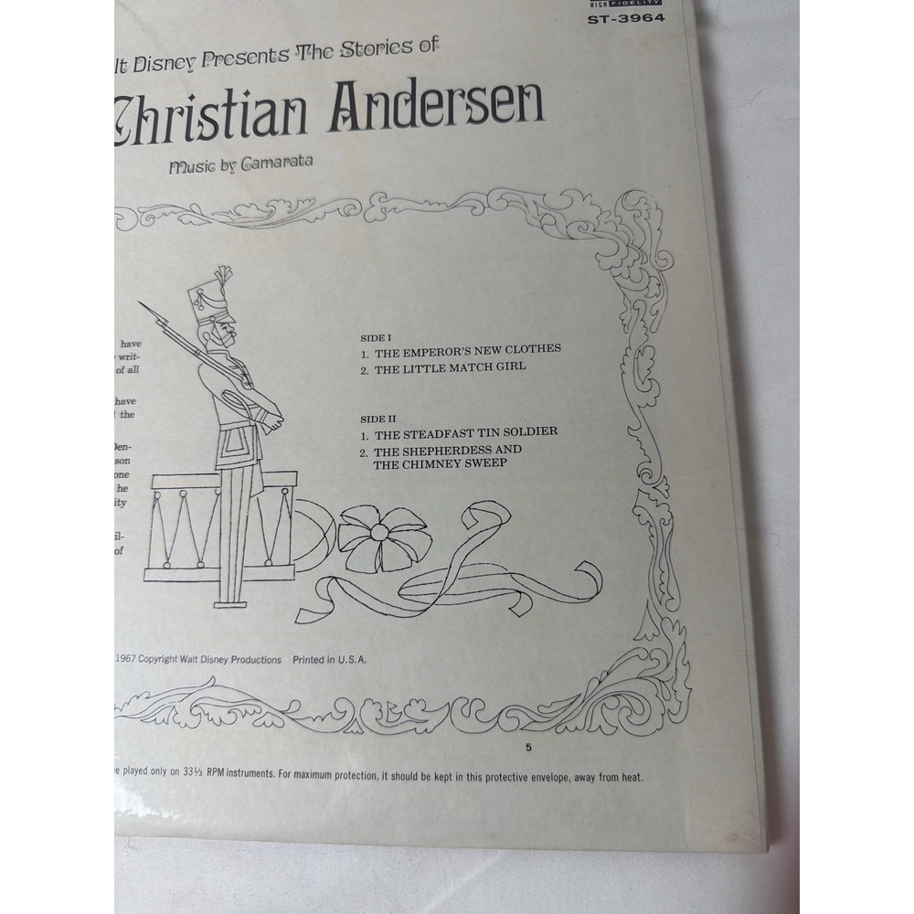 Walt Disney The Stories Of Hans Christian Andersen ST3964 LP Sealed 1967 Vinyl - Picture 7 of 10